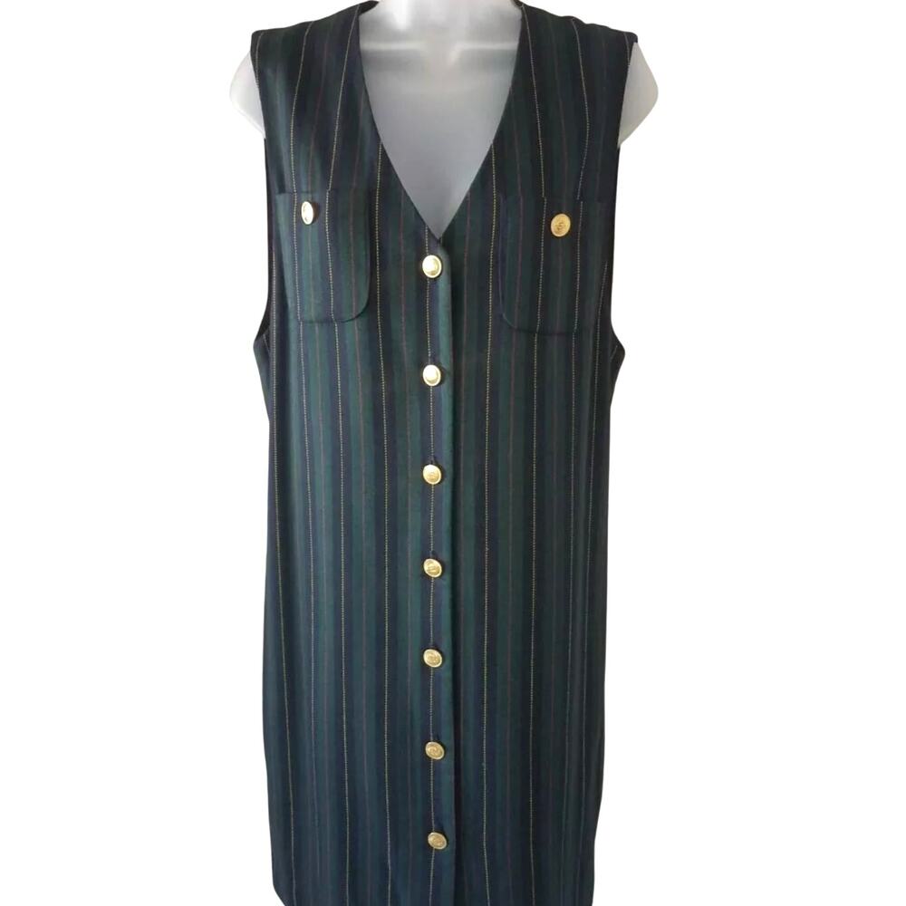 Vintage Talbots Donna Ricco Pinstripe Jumper Dress SIZE 8 Academia Preppy Fall
